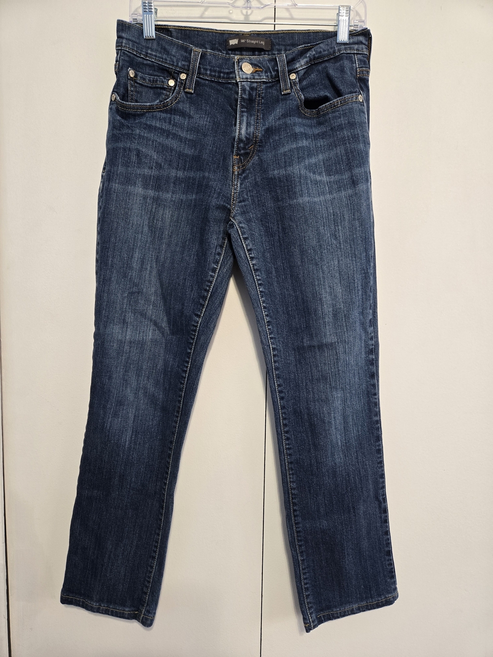 Levi's 505 Straight Leg Jeans W29 Size 8 Dark Wash Stretch Denim